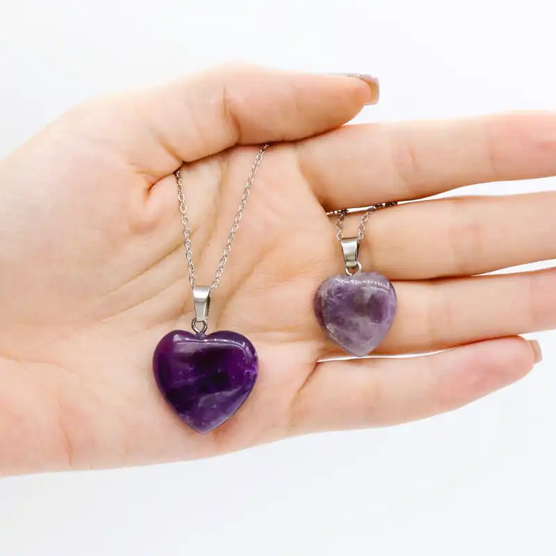 گردنبند زنانه مدل قلب آمیتیست