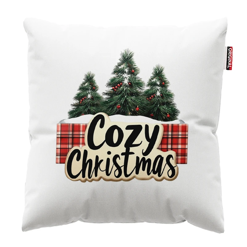 کوسن پاد آفرین مدل کریسمس طرح بابانوئل کاج گوزن آدم برفی کد PK402668 سایز 40*40 سانتی متر