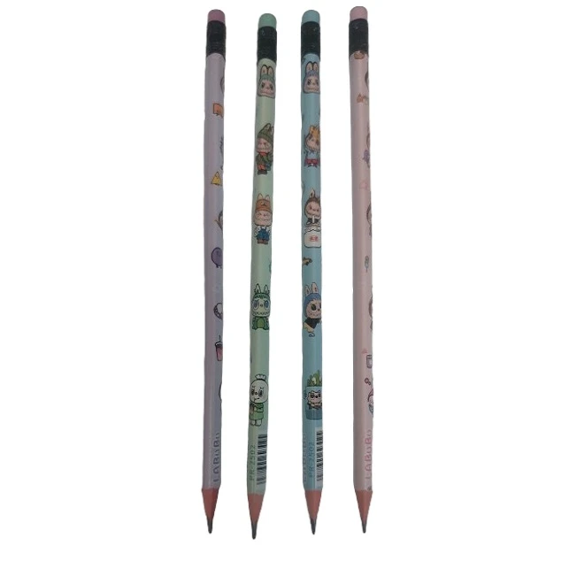 مداد مشکی با درجه سختی HB مدل لبوبو طرح سه گوش بسته 4 عددی