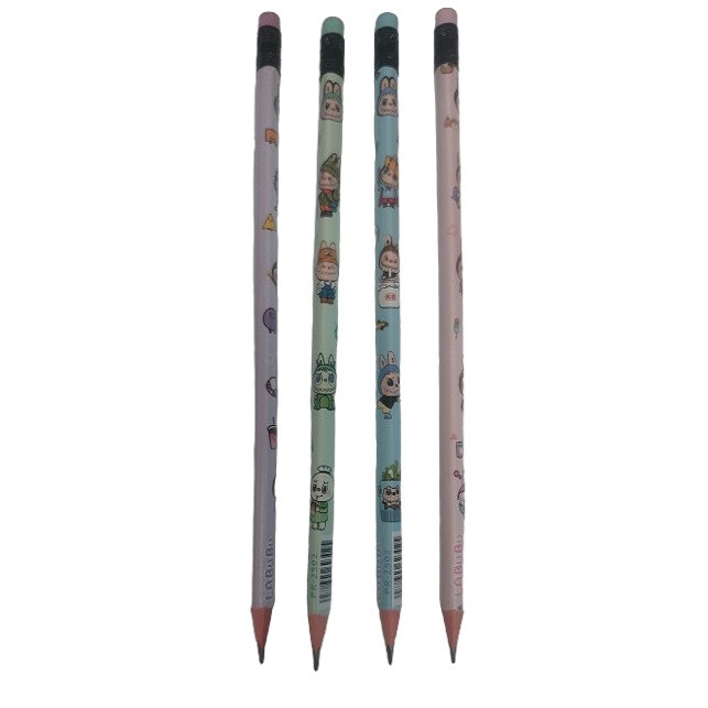 مداد مشکی با درجه سختی HB مدل لبوبو طرح سه گوش بسته 4 عددی