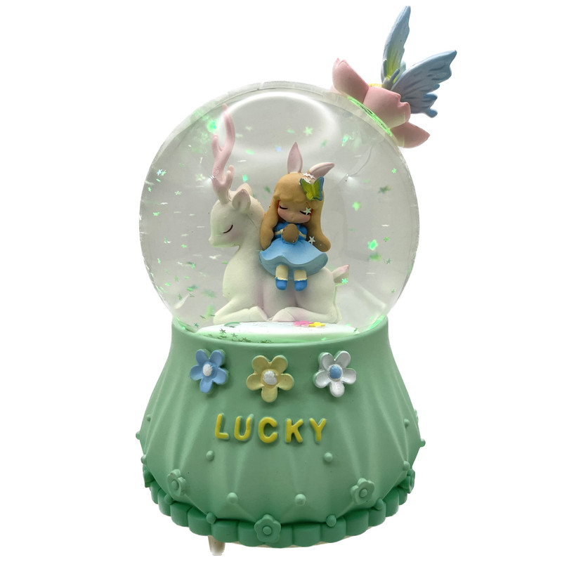 گوی موزیکال مدل پمپی LUCKY طرح دختر بازیگوش و پروانه کد PB9077