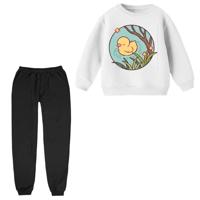 ست سویشرت آستین بلند و شلوار راحتی بچگانه مدل جوجه اردک