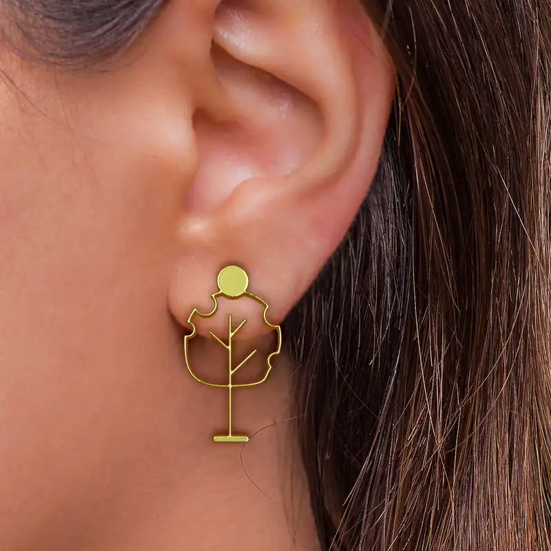 گوشواره طلا 18 عیار زنانه مدوپد مدل درخت کد GA1-15786