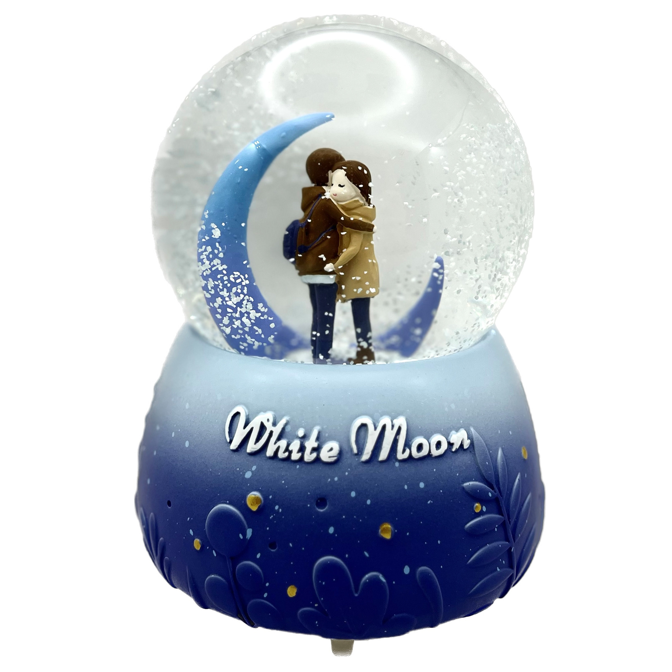 گوی موزیکال مدل چراغدار White moon طرح عشق و ماه کد B1403