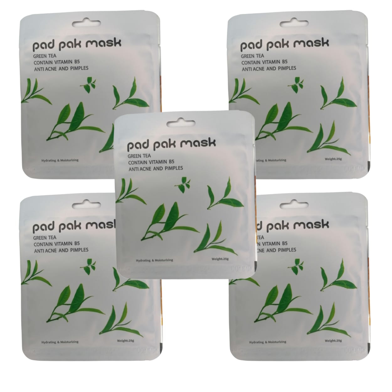 ماسک صورت پد پاک مدل چای وزن ۲۵ گرم بسته ۵ عددی