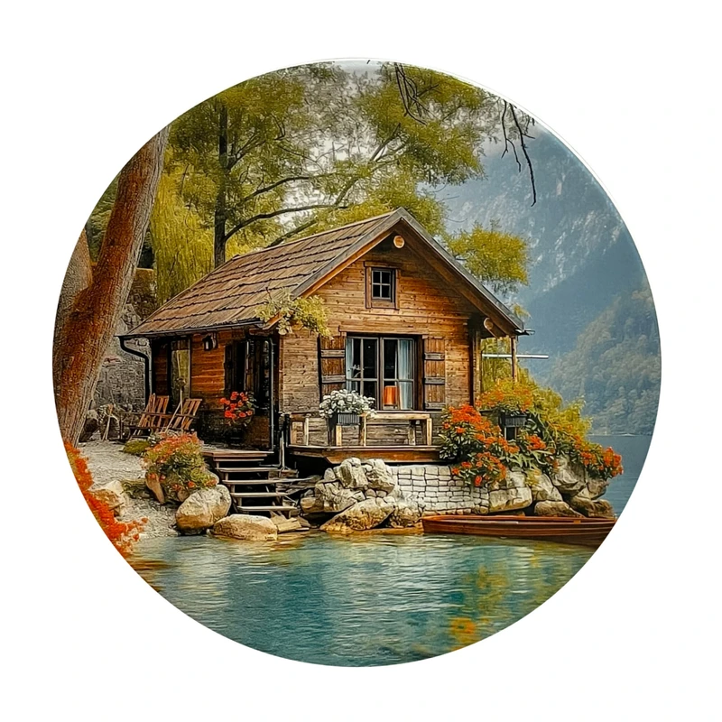 بشقاب دیوارکوب سفالی طرح منظره کد ۲۰۴۰