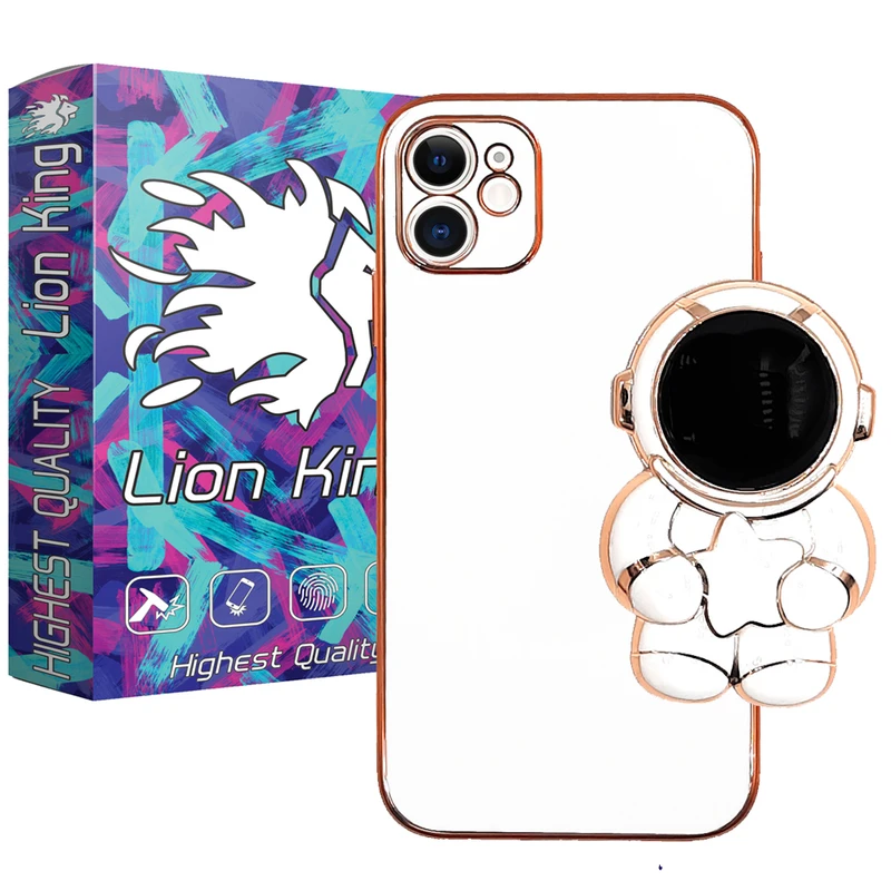  کاور لاین کینگ مدل فضانورد ستاره دار مناسب برای گوشی موبایل اپل IPhone 12 به همراه پایه نگهدارنده