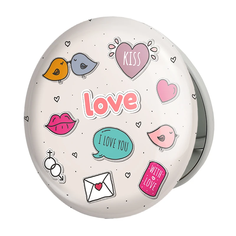 آینه جیبی خندالو طرح عاشقانه مدل تاشو کد 27105 