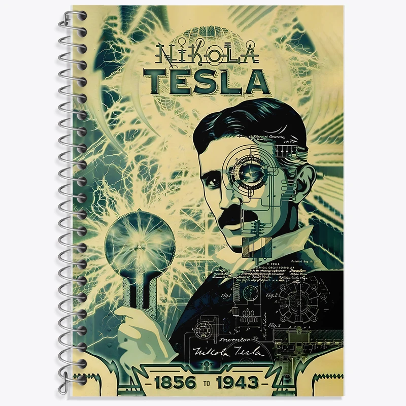 دفتر زبان 50 برگ خندالو مدل دو خط طرح نیکولا تسلا (Nikola Tesla) کد F6837