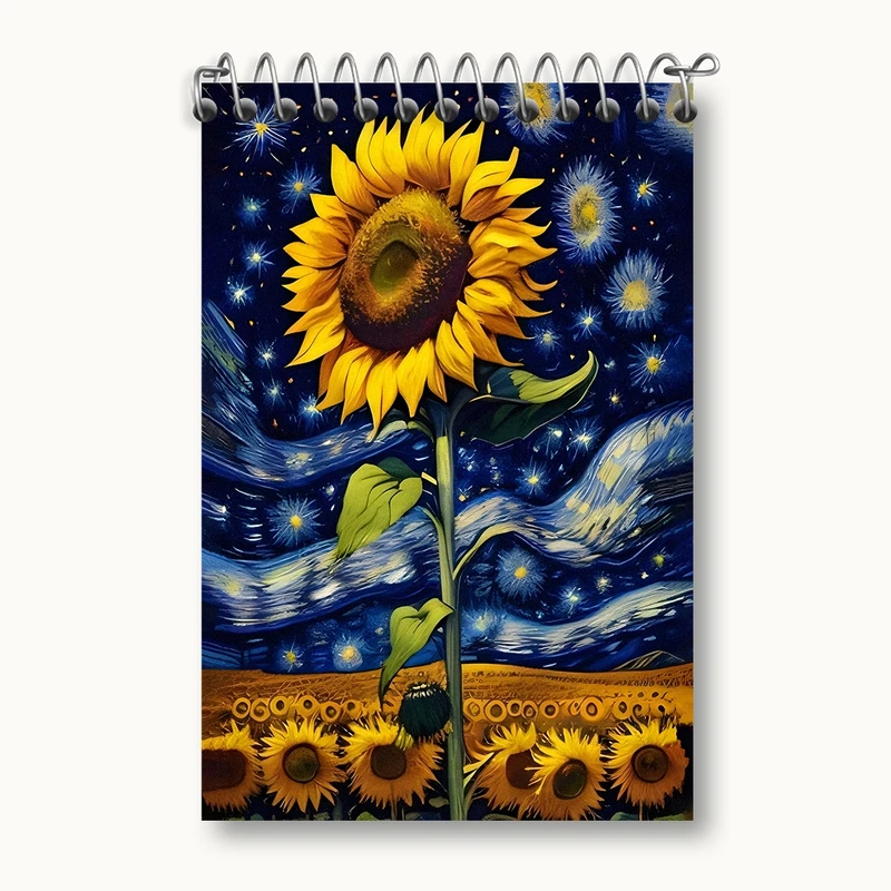 دفتر یادداشت 50 برگ خندالو مدل گل آفتابگردان ونگوگ کد F1409