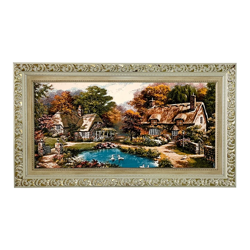 تابلو فرش ماشینی طرح دستبافت مدل دو کلبه کد 7611