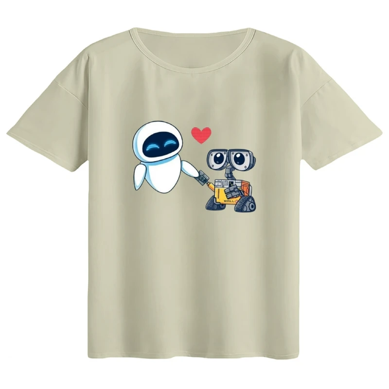 تی‌شرت اورسایز آستین کوتاه زنانه مدل باکسی طرح وال ای کد2