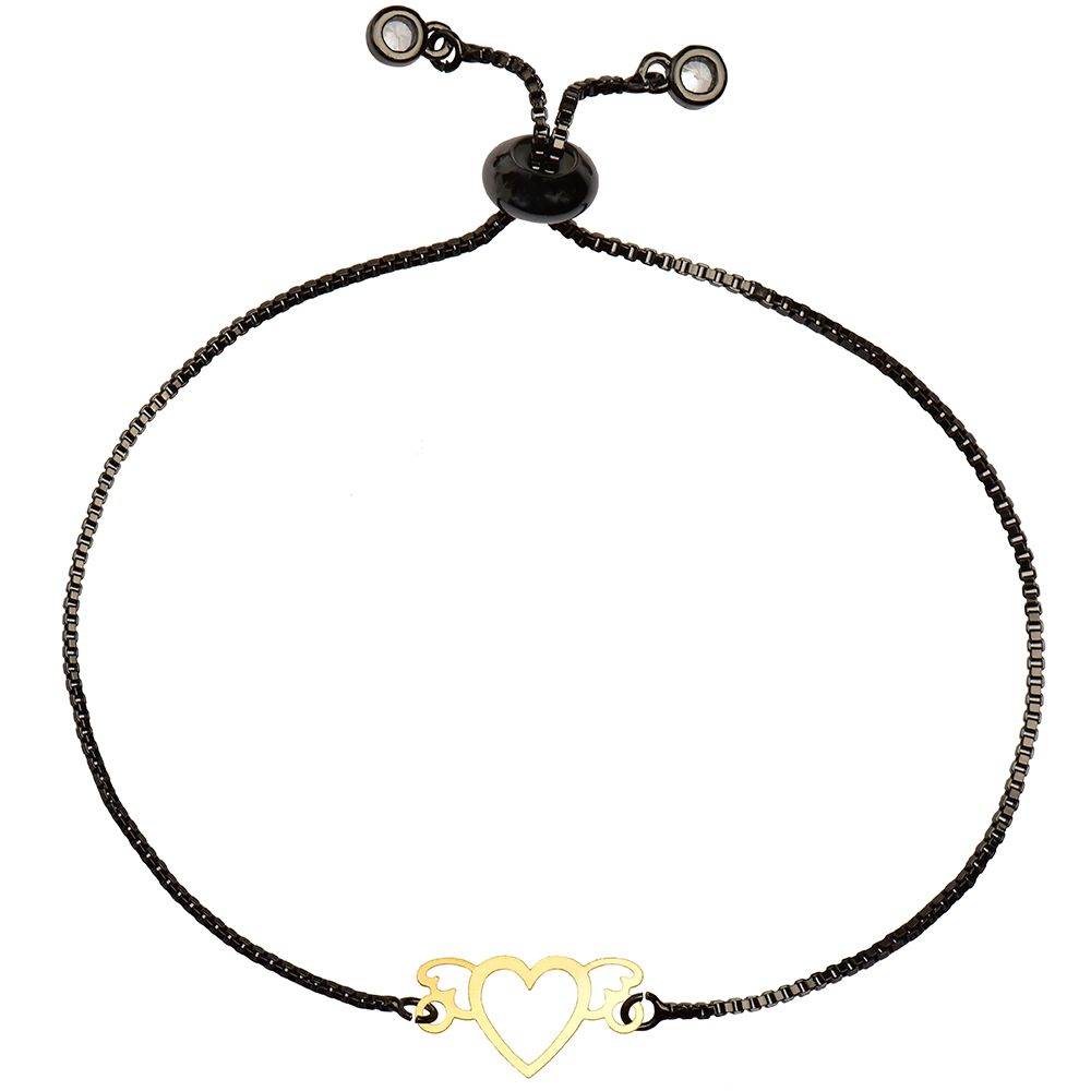 دستبند طلا 18 عیار زنانه کرابو طرح قلب مدل Kr1504 -  - 1