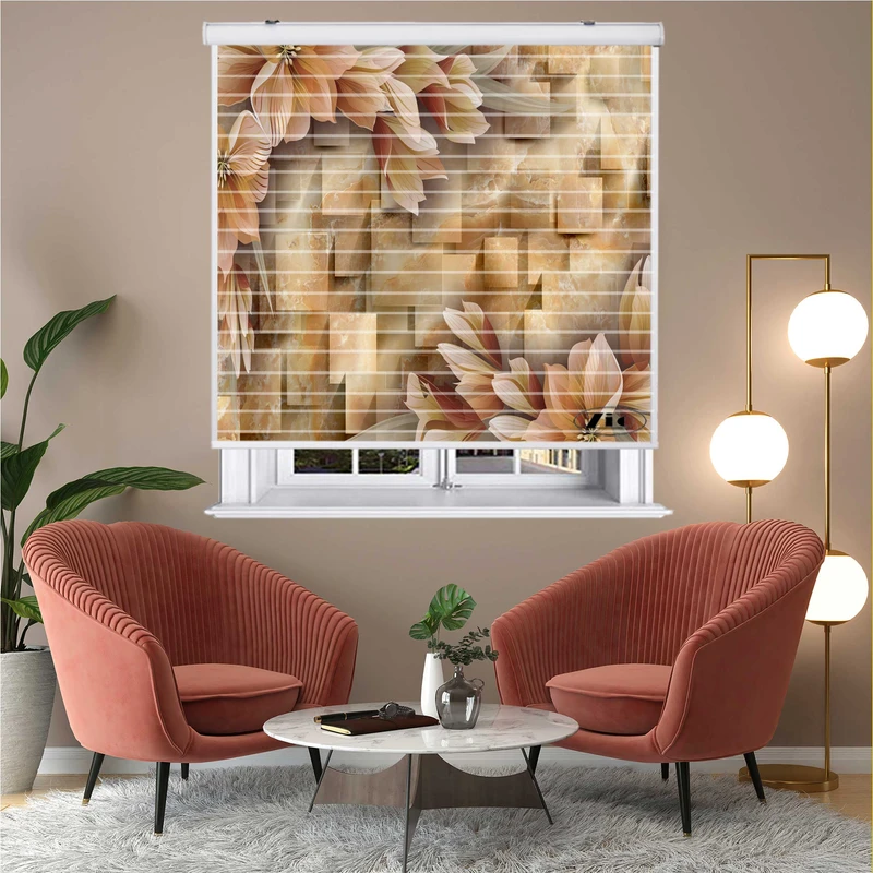 پرده زبرا زیو مدل سیلوئت 3D1241 سایز 150x150 سانتی متر