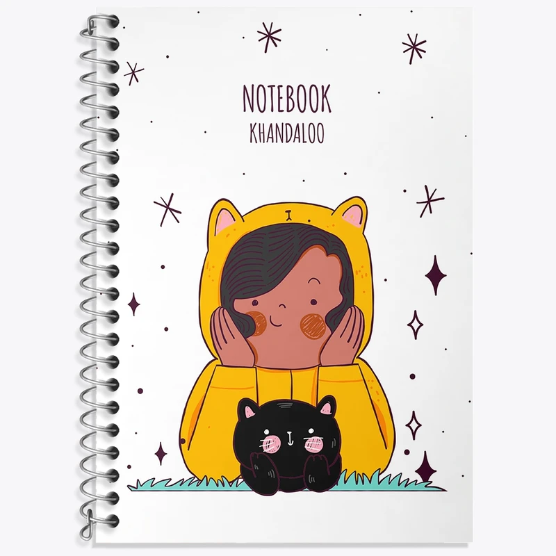 دفتر زبان 50 برگ خندالو مدل سه خط طرح دختر و گربه کد N1029