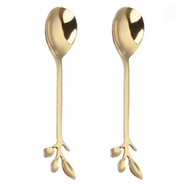 قاشق چای خوری مدل گلبرگ بسته دو عددی