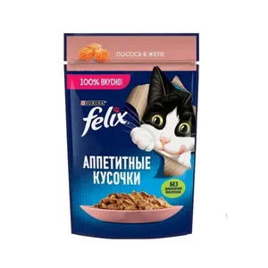 پوچ گربه بالغ فلیکس مدل Salmon In Jelly طعم ماهی سالمون وزن ۷۵ گرم