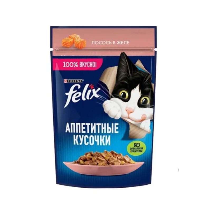 پوچ گربه بالغ فلیکس مدل in Jelly طعم ماهی سالمون وزن 450 گرم بسته 6 عددی