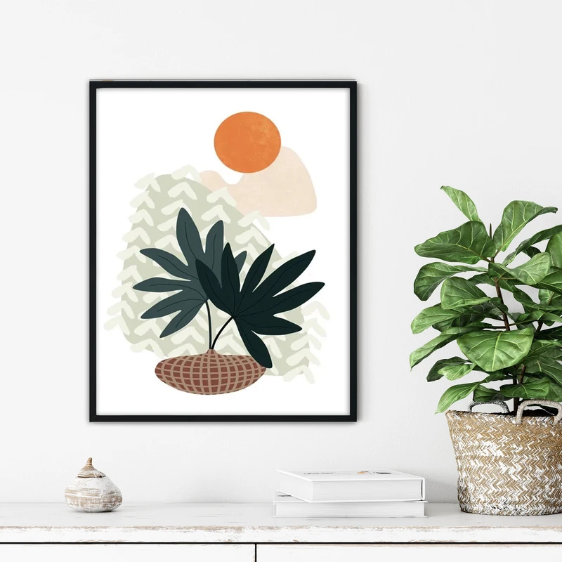 تابلو آتریسا طرح گلدان مدرن مدل ATFF162 فریم مشکی