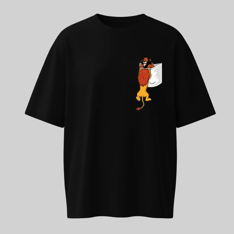 تی‌شرت آستین کوتاه زنانه مدل جیب طرح شیر کد 77763 