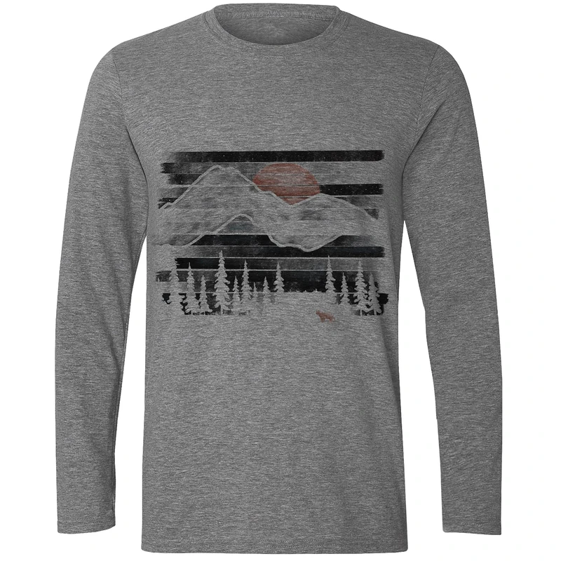 تی شرت آستین بلند مردانه مدل کوه و کاج W180