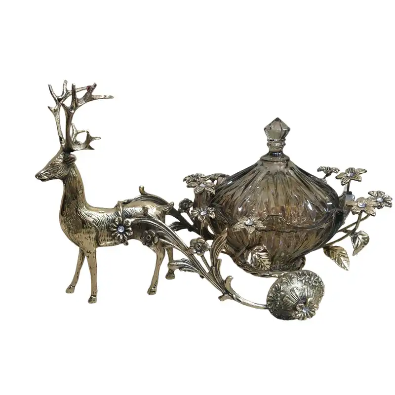 شکلات خوری برنزی  مدل گوزن و کالسکه