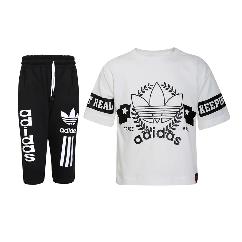 ست تی‌شرت آستین بلند و شلوارک راحتی بچگانه مدل ٌwhC13