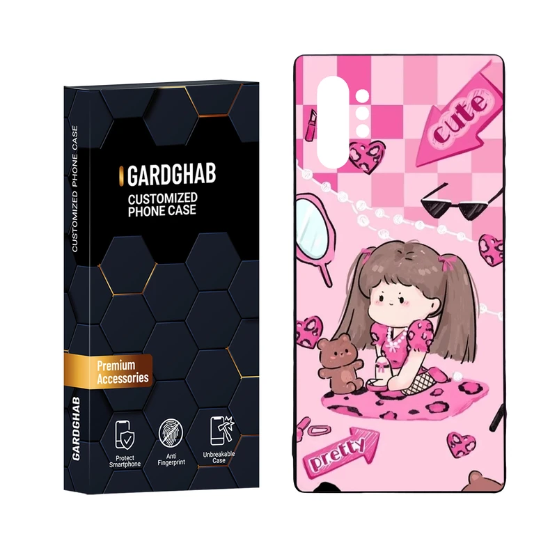 کاور گارد قاب مدل دورژله ای پشت گلس دخترانه مناسب برای گوشی موبایل سامسونگ Galaxy Note 10 Plus