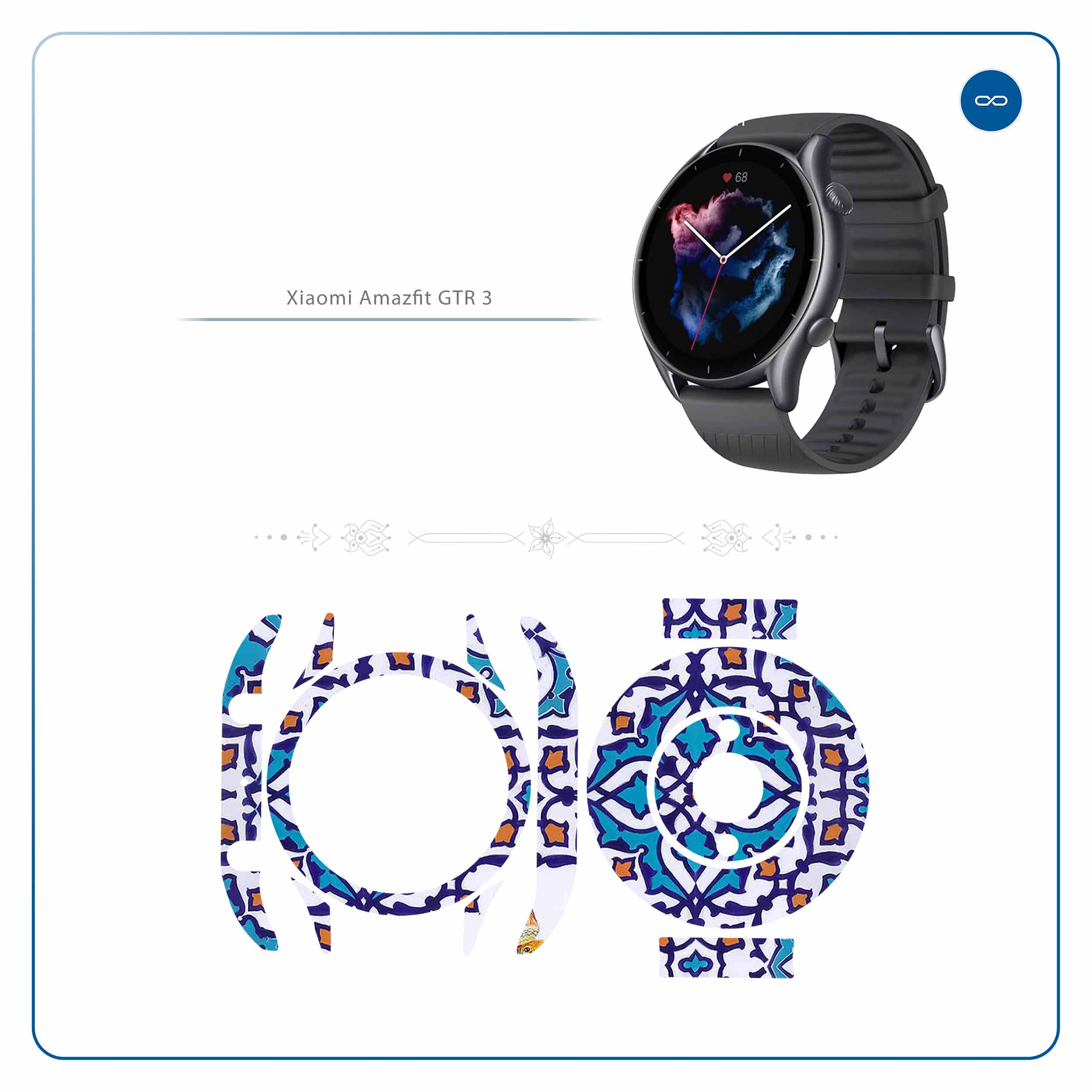برچسب ماهوت طرح Homa-Tile مناسب برای ساعت هوشمند آمازفیت GTR 3