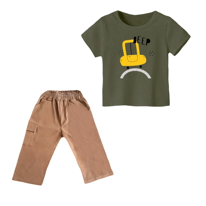 ست تی شرت و شلوارک پسرانه مدل ماشین کد ۱