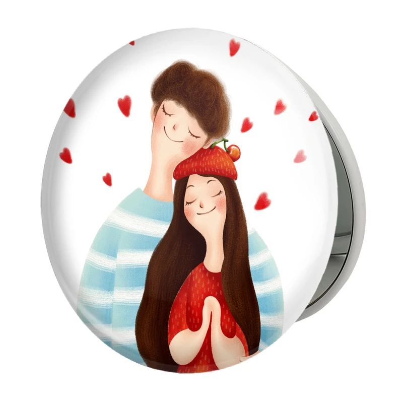 آینه جیبی خندالو طرح عاشقانه مدل تاشو کد 27136 