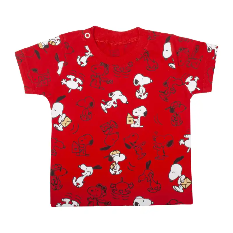 تی شرت آستین کوتاه نوزادی آدمک مدل اسنوپی کد 150003 رنگ قرمز