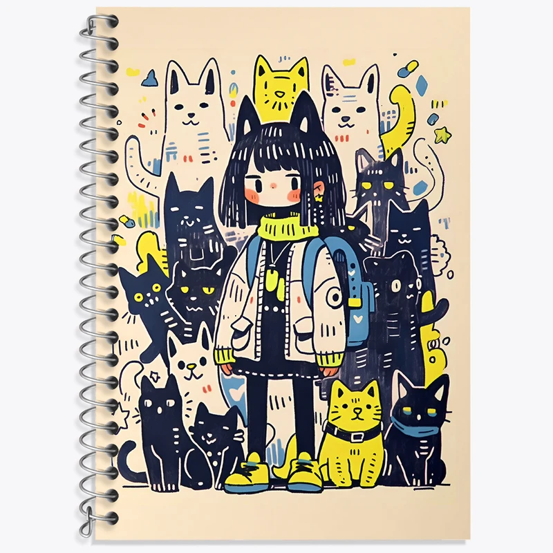 دفتر نت موسیقی 50 برگ خندالو طرح دختر و گربه کد N3020