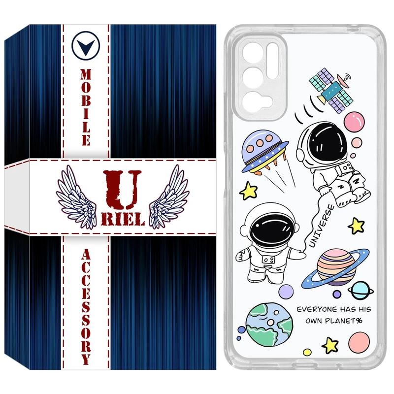 کاور یوریل مدل Clear کد 25 طرح فضانوردان مناسب برای گوشی موبایل شیائومی Redmi Note 10 5G / Note 11SE / Poco M3 Pro