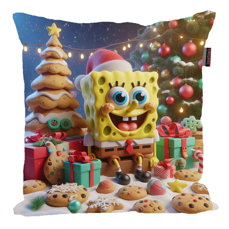 کوسن پاد آفرین مدل باب اسفنجی طرح هدیه کریسمس کد 137