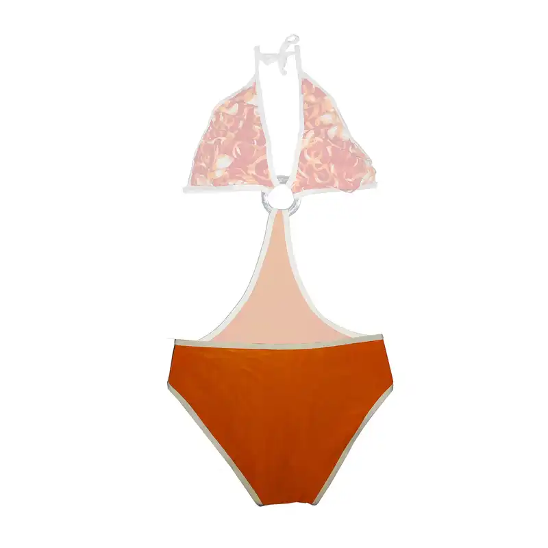 مایو زنانه مدل یک تکه بندی رنگ نارنجی