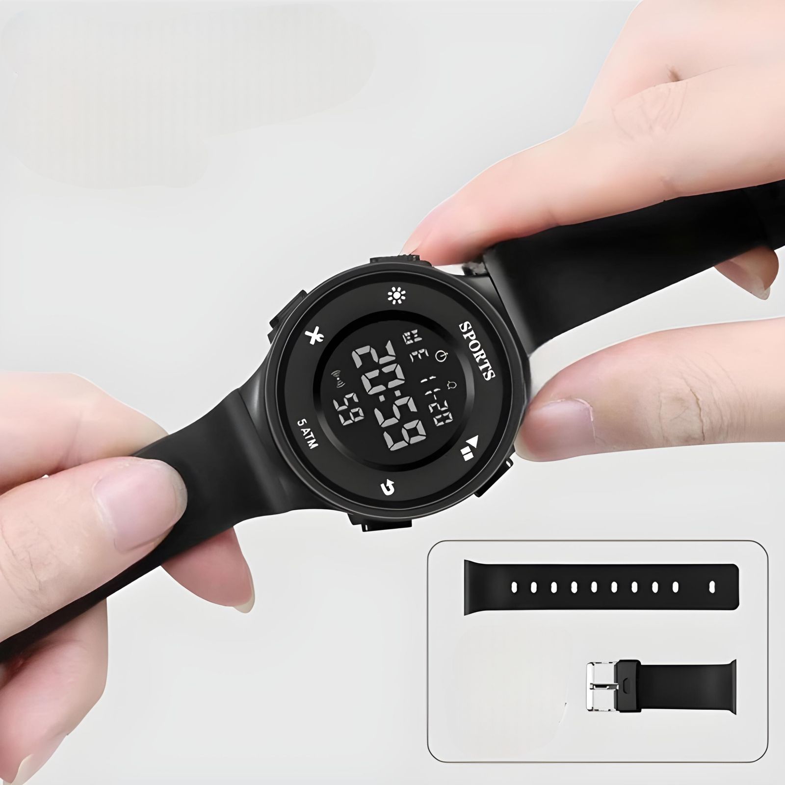 ساعت مچی دیجیتال مدل اسپرت کرنومتر دار بند سیلیکون کد 1 - - 5