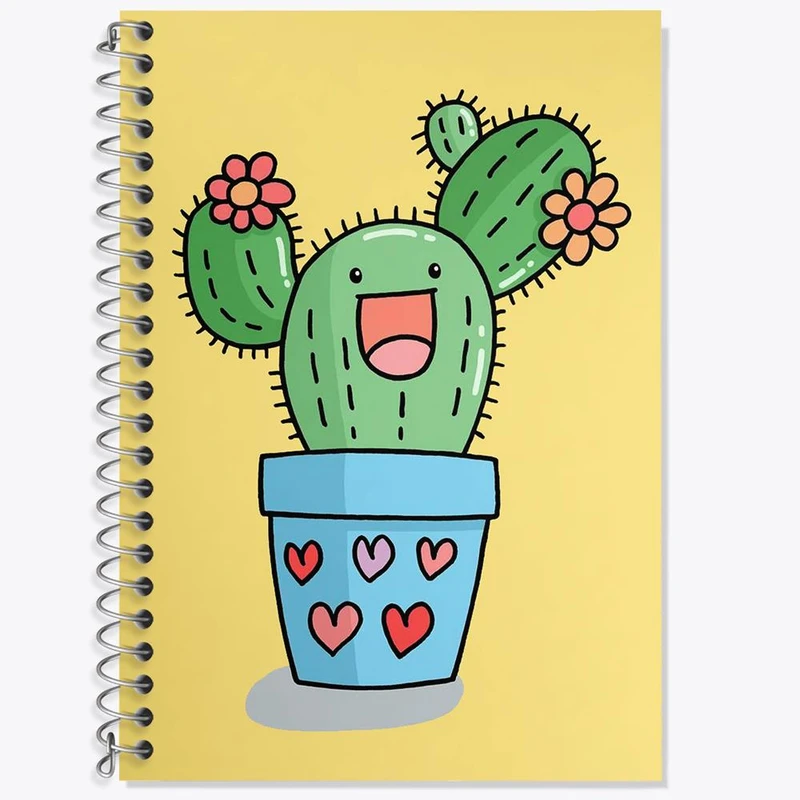 دفتر زبان 50 برگ خندالو مدل سه خط طرح کاکتوس کد 25485