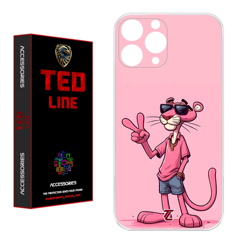 کاور تد لاین طرح پلنگ صورتی کد 1110 مناسب برای گوشی موبایل اپل Iphone 11 Pro 