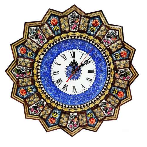 ساعت دیواری خاتم کاری مدل خورشیدی کد 0020
