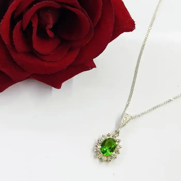 نیم ست نقره زنانه مدل سنگ زبرجد کد 26