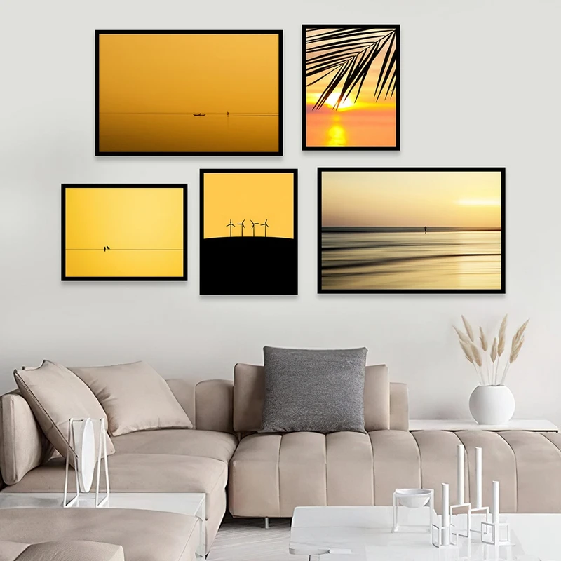 تابلو بکلیت طرح غروب خورشید مدل شاین اکلیلی B-1045 مجموعه 5 عددی