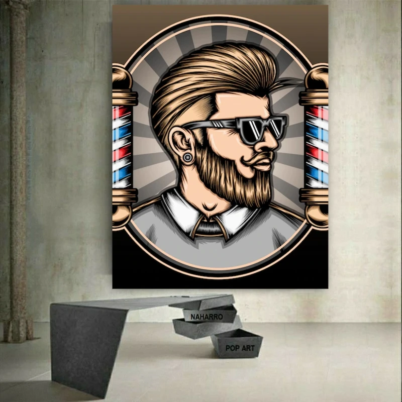  تابلو بوم طرح مخمل آرایشگاه مردانه مدل فشن کد GR1210