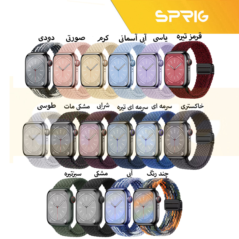 بند اسپریگ مدل Magnetic loop Braided مناسب برای اپل واچ سری SE2021/7/8/9 سایز 45 میلی متری