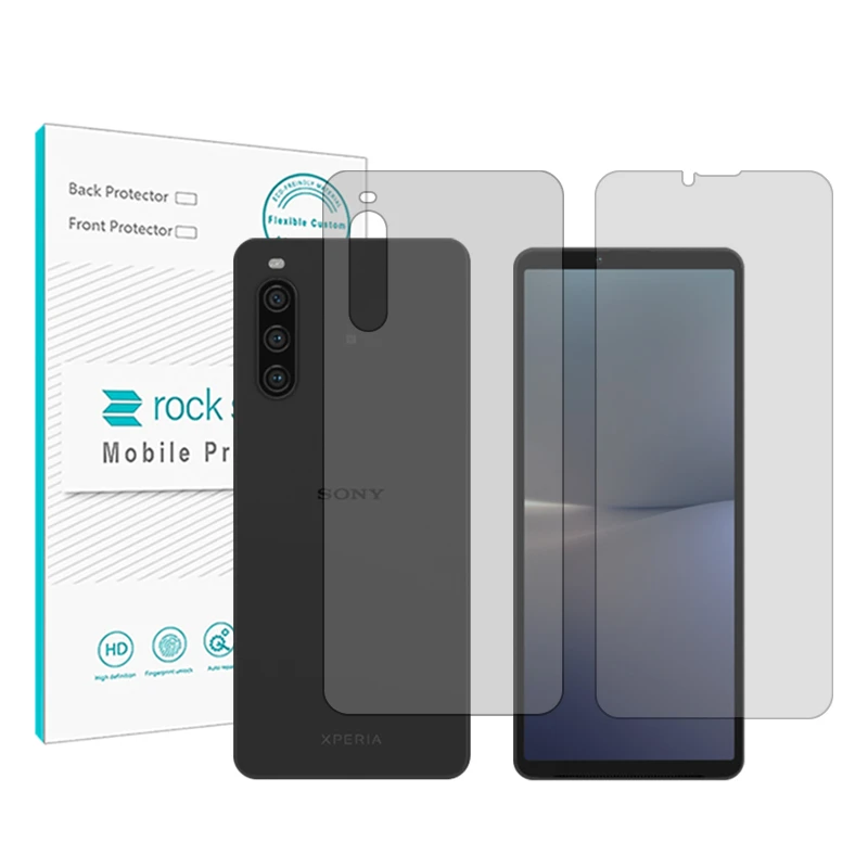 محافظ صفحه نمایش شفاف راک اسپیس مدل HyGEL مناسب برای گوشی موبایل سونی Xperia 10 V به همراه محافظ پشت گوشی گوشی