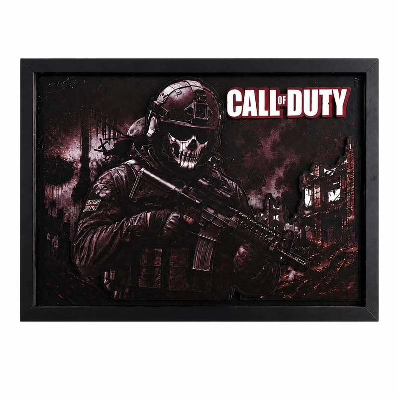 تابلو طرح سه بعدی مدل call of duty فریم مشکی