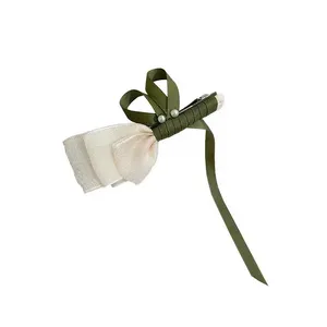 گیره مو زنانه مدل فرانسوی طرح گل لاله دنباله دار