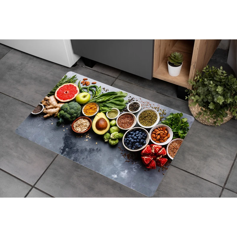 پادری مدل سه لایه رویه مخمل طرح آشپزخانه کد S602 سایز 75x45 سانتی متر