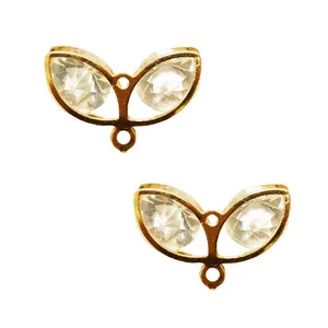 آویز دستبند مدل برگ نگین دار کد AD 596 مجموعه 2 عددی