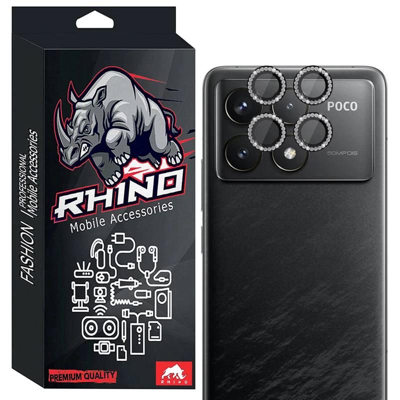 محافظ لنز دوربین شیشه ای راینو مدل Diamond Ring مناسب برای گوشی موبایل شیائومی Poco F6 Pro